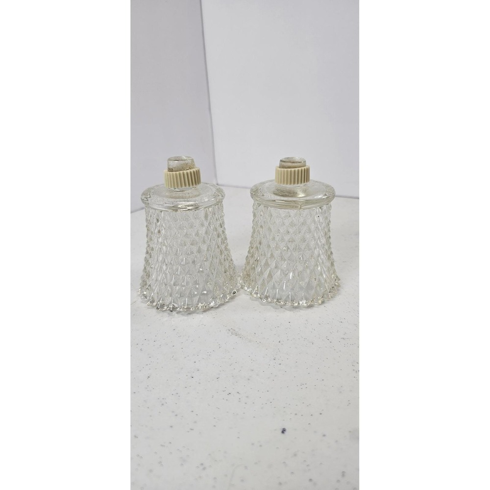 VTG Clear Diamond Point Glass Peg Votive Sconce Candle Holders Homco Set of 2